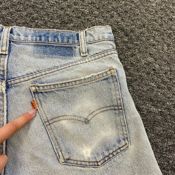 70's Orange Tab Levi's Cutoff Jean Shorts Size 32 Vintage High Rise Light Denim - Picture 5 of 11